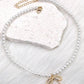 PEARL CHAIN BOW CHARM NECKLACE