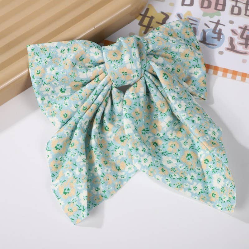 PRETTY DITSY ORGANZA BOW RIBBON HAIR CLIPS