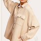 Waffle Textured Oversized Button Down Shacket