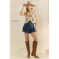 Tiered Denim Shorts with Front Buttons