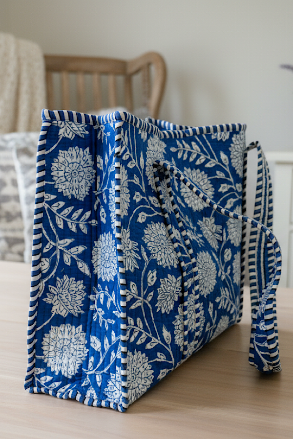 Melody Blue and White Floral Tote Bag