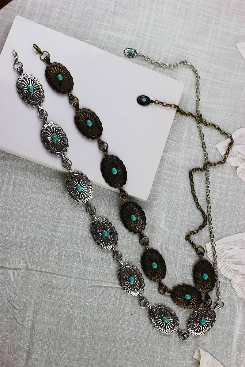 Vintage Turquoise Chain Belt