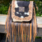 Upcycled LV Cowhide Leather Fringe Crossbody Bag Western