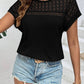 Waffle-Knit Round Neck Top