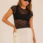 Mock Neck Lace Mesh Top