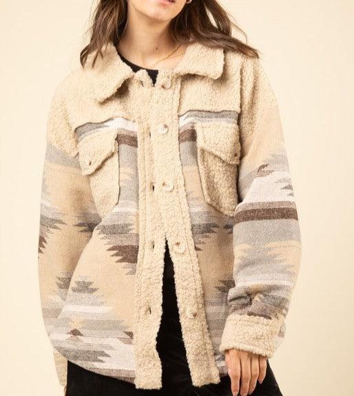 Aztec Oversized Sherpa Jacket - The Salty Mare