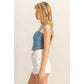 Washed Denim Sleeveless Bustier Top