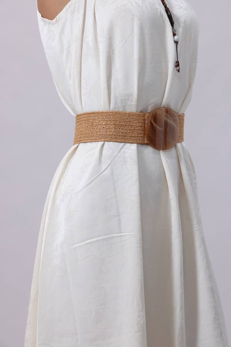 Woven Belt with Oversized Buckle