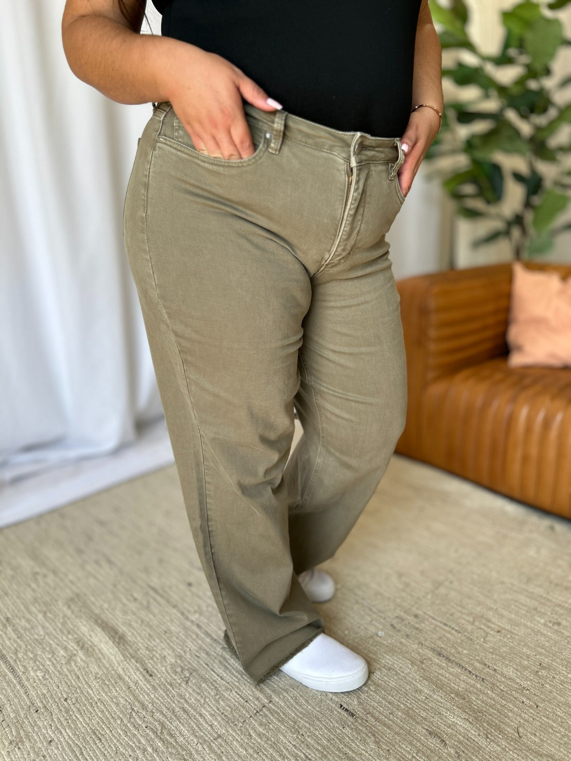 RFM High Rise Garment Dye Wide Flare Jeans