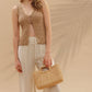 Square Button Front Split Neck Cardigan Vest