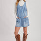 DENIM WASHED OVERALL POCKET DRESS
