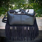 Upcycled LV Cowhide Leather Fringe Crossbody Bag Western