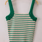 Crochet Sleeve Striped Knit Tank Top