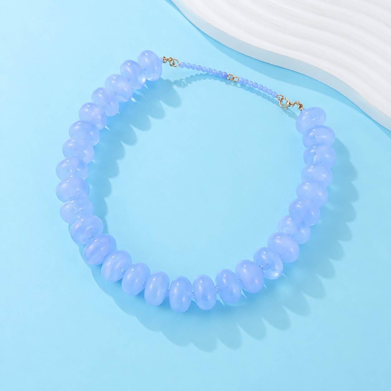 Chunky Beaded Natural Swirl Statement Necklace |