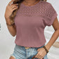 Waffle-Knit Round Neck Top
