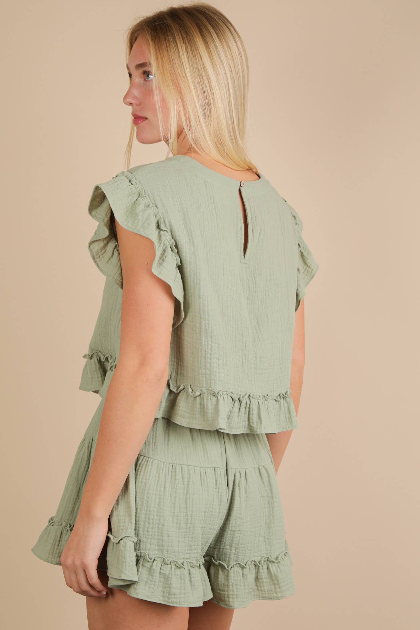 Ruffled Top & Shorts Set