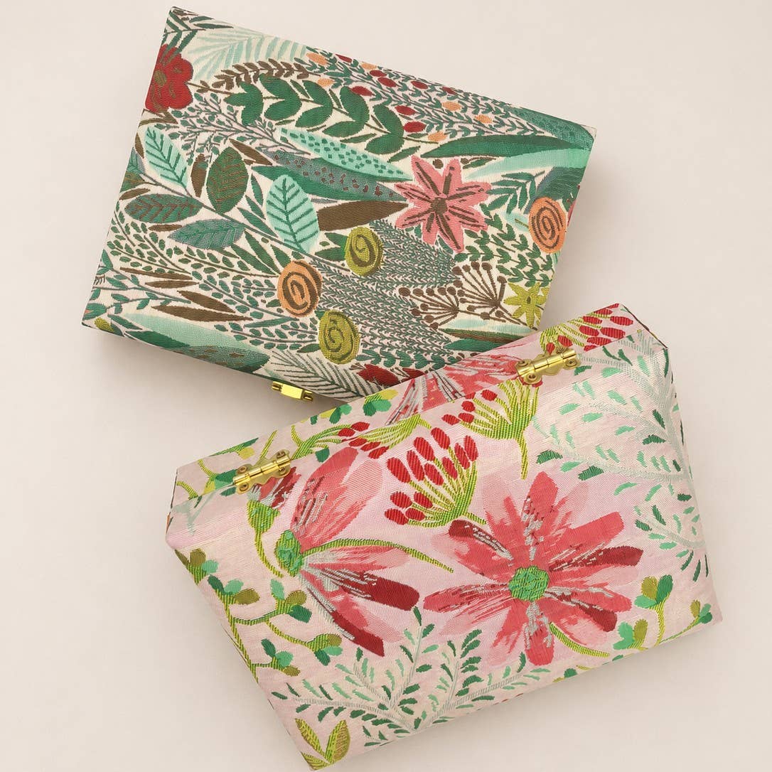 FLORAL PRINT JEWELRY ORGANIZER TRAVEL BOX CASE |