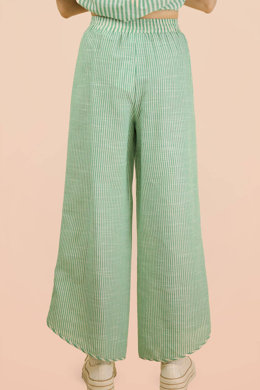 Lace Contrast Stripe Wide Leg Pants