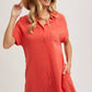 BUTTON UP SHIRT DRESS WITH POCKET