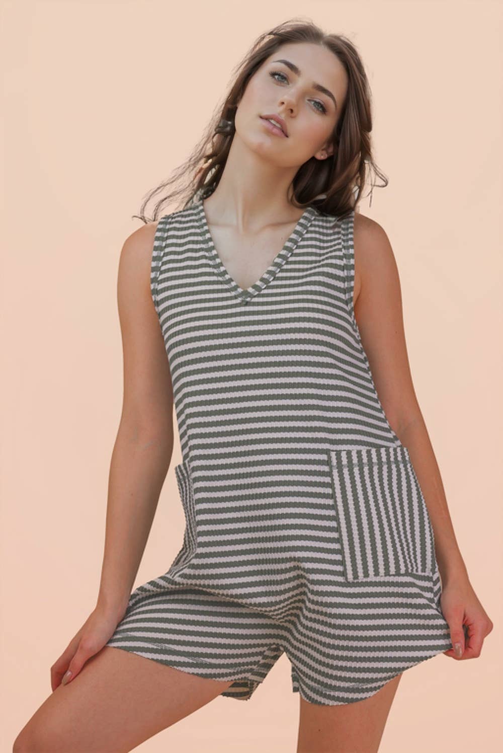 Striped Knit Romper