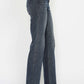 High Waisted Button Fly Hem Distressed Straight