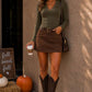 Studded V-Neck Long Sleeve Top