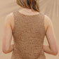 Square Button Front Split Neck Cardigan Vest
