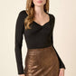TWIST FRONT LONG SLEEVE KNIT TOP