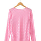 White Mesh Bow Pattern Long Sleeve Top
