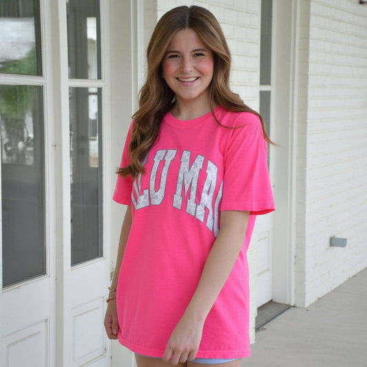 LULU MAC - Camo Adult Neon Pink Tee