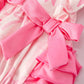 Girls Pink Bow Print Short Sleeves Romper