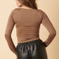 TWIST FRONT LONG SLEEVE KNIT TOP