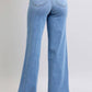 High Waisted Vintage Wash Retro Wide Leg
