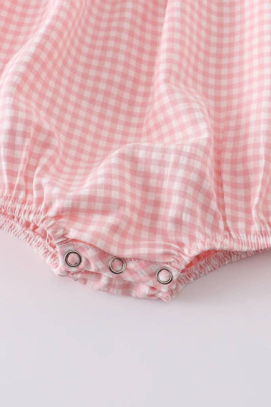 Strawberry Plaid Smocked Romper