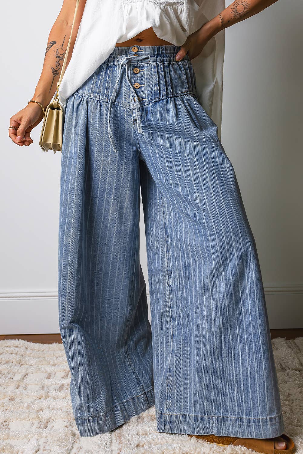 Lizzie Drawstring Wide Leg Jeans