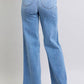 High Waisted Vintage Wash Retro Wide Leg