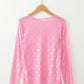 White Mesh Bow Pattern Long Sleeve Top