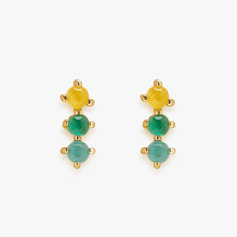 3 Stone Stud Earrings - The Salty Mare