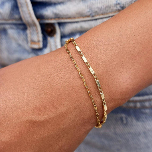 Metal Bead & Chain Stretch Bracelet - The Salty Mare