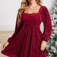 Velvet Corded Tie Back Babydoll Mini Dress