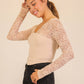 Lace Sleeve V-Neck Top