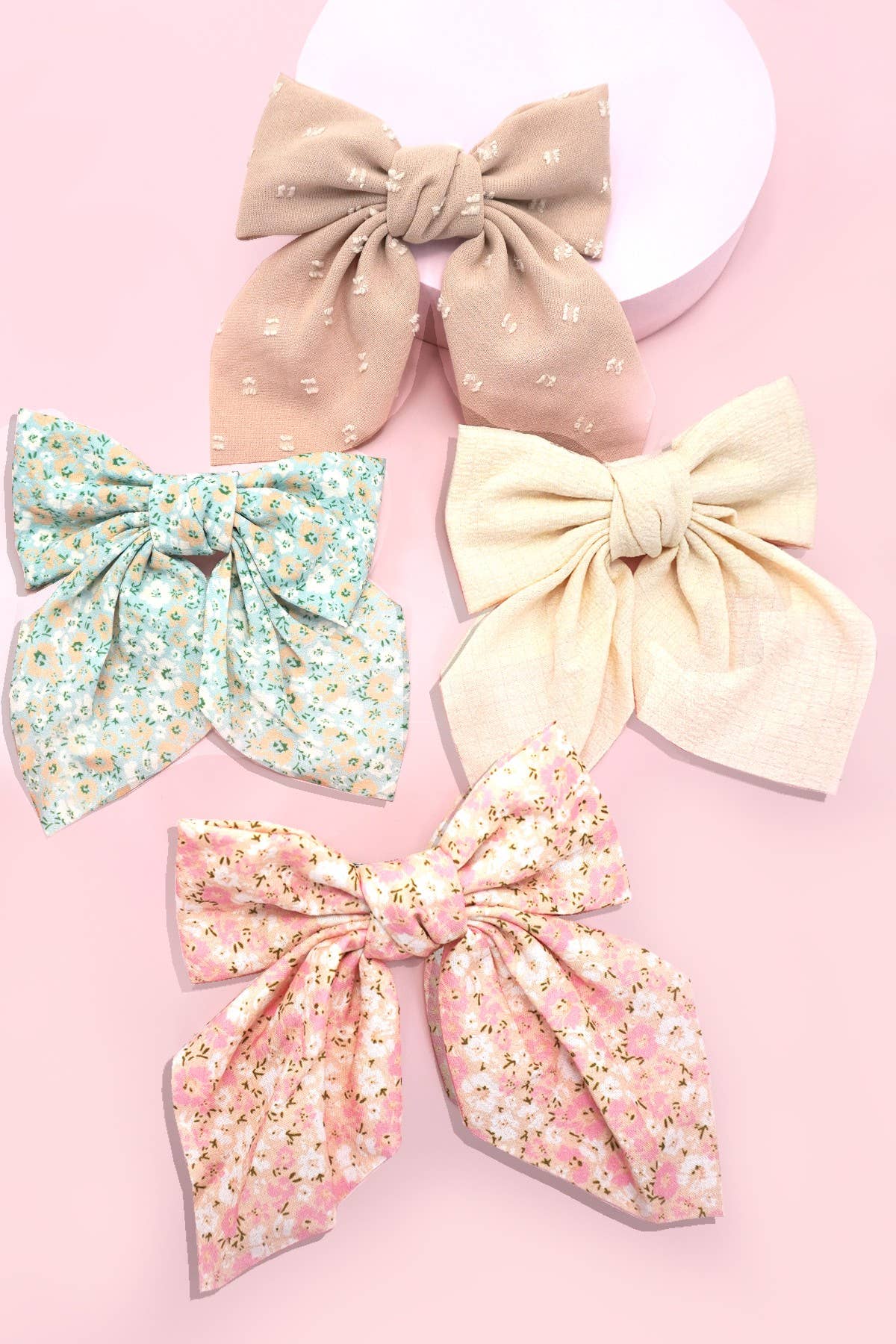 PRETTY DITSY ORGANZA BOW RIBBON HAIR CLIPS