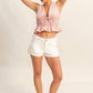 V-Neck Bow Detail Sleeveless Gingham Top