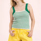 Crochet Sleeve Striped Knit Tank Top
