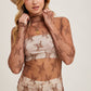 FLORAL EMBROIDERY LACE MESH LAYERING TOP