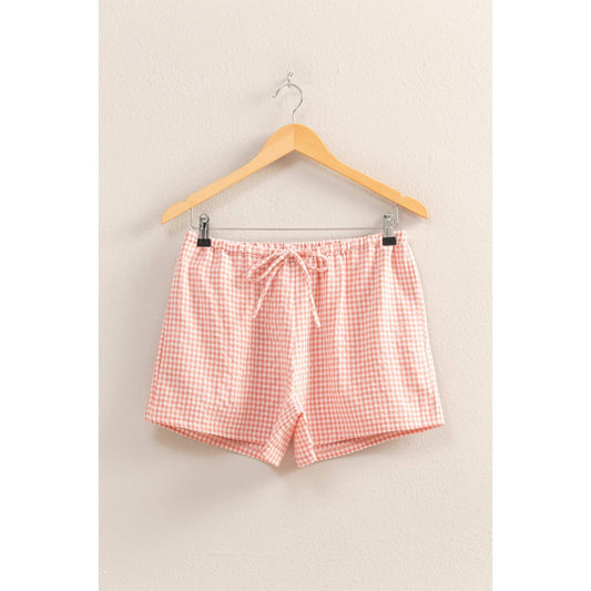 Gingham Pattern Relaxed Fit Shorts