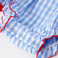 4th of july Flag Embroidery Smocking Girls Romper