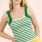 Crochet Sleeve Striped Knit Tank Top