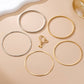Gold Silver Heart Linked Multi Bangle Set Bracelet