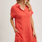 BUTTON UP SHIRT DRESS WITH POCKET